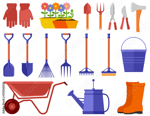 colorful garden icons set