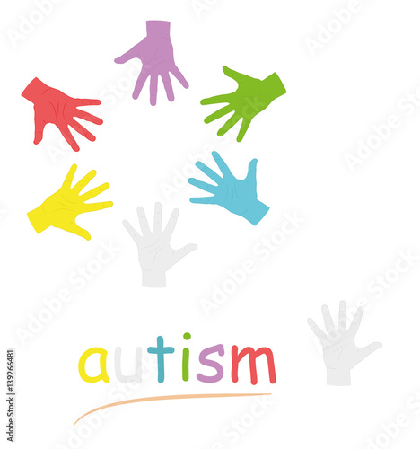 hands of different colors in a circle. symbol of autism. vector illustration.