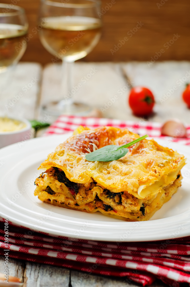Chicken sweet potato spinach lasagna Chicken sweet potato spinach lasagna