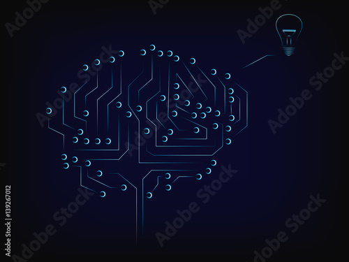 electronic circuit brain elaborating an idea, vector