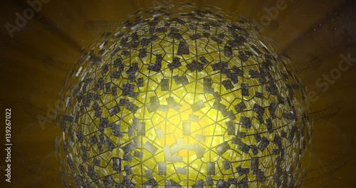 Dyson Sphere : massive alien mega structure surrounding  star , built to capture the energy needed by advanced civilizations. 3d animation