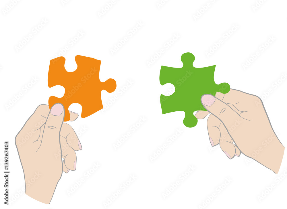 Hands collect puzzle. vector illustration. Hands collect puzzle. vector illustration.