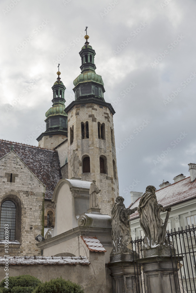 St. Andrew Church bell towers in Krakow, Poland.