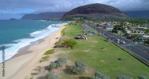 Drone footage of Maili Beach Hawaii 4k 30p photo