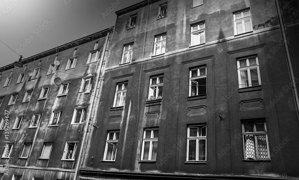 Old building architecture in Jewish quarter in Krakow, Poland