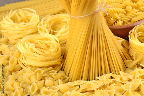 Assortment of uncooked Italian pasta