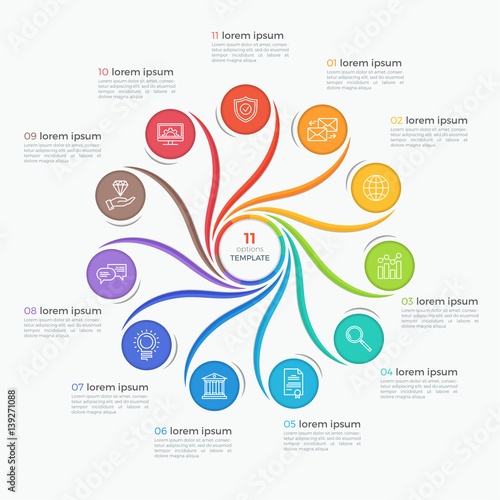Swirl style infographic template with 11 options.