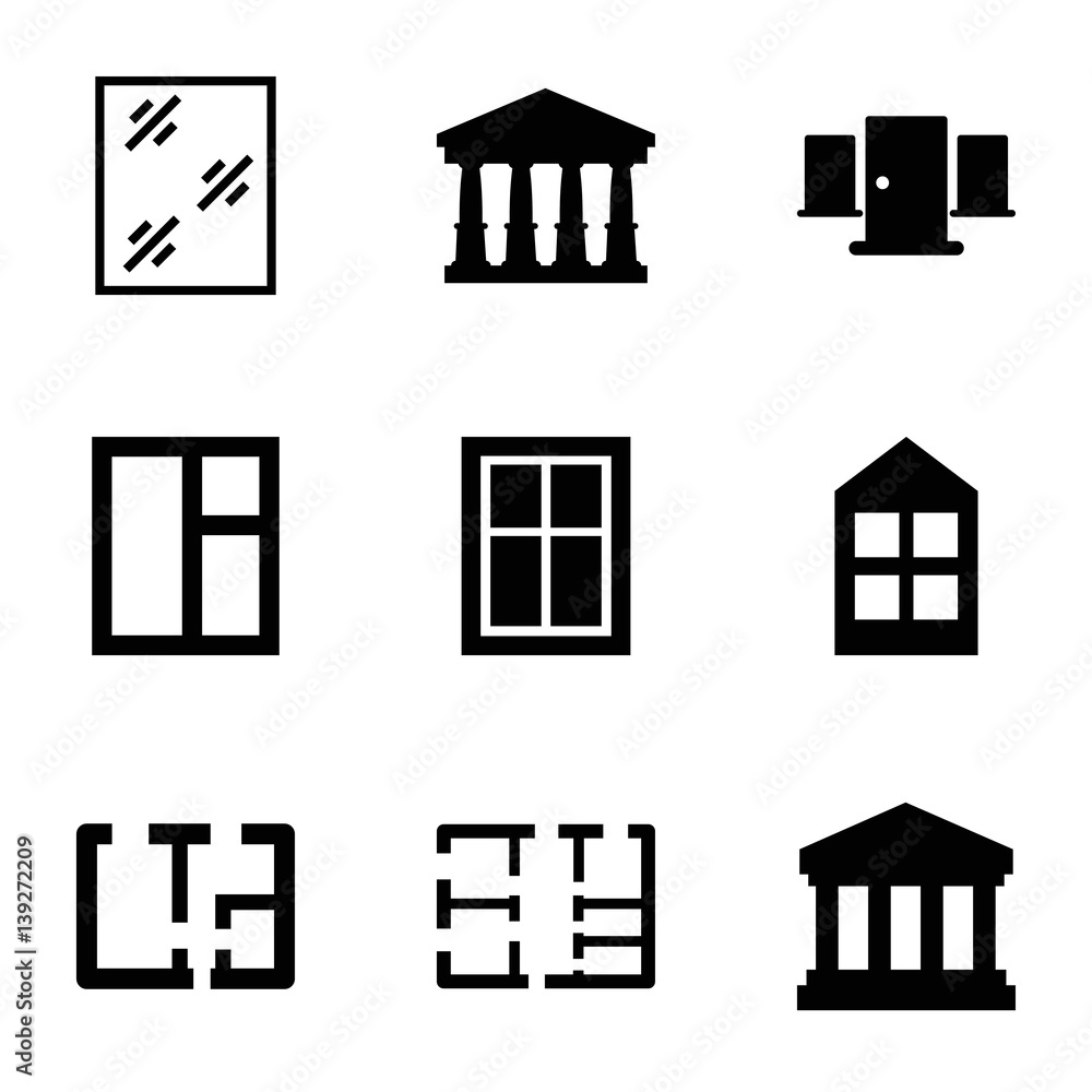 Set of 9 architectural filled icons Set of 9 architectural filled icons
