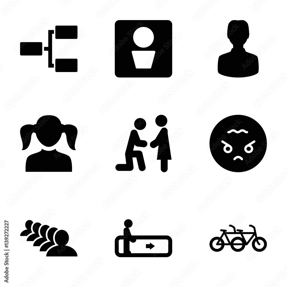 Set of 9 people filled icons Set of 9 people filled icons