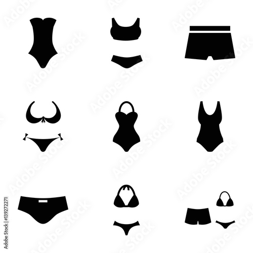 Fotografie, Obraz Set of 9 swimsuit filled icons
