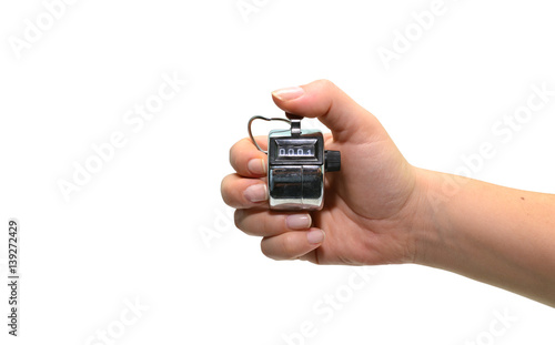 Φωτογραφία clicker hand over white