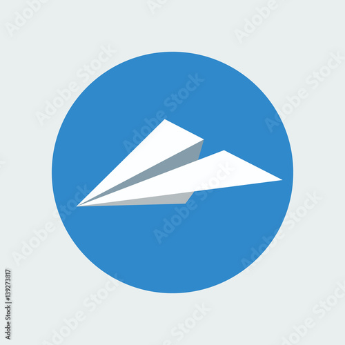 Paper Plane Icon. Papercraft Origami Airplane Sign