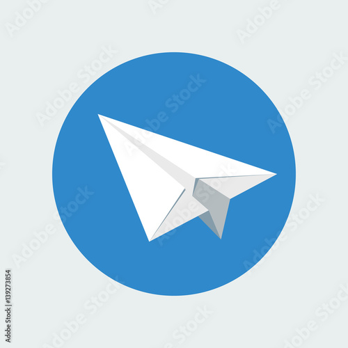 Paper Plane Icon. Papercraft Origami Airplane Sign