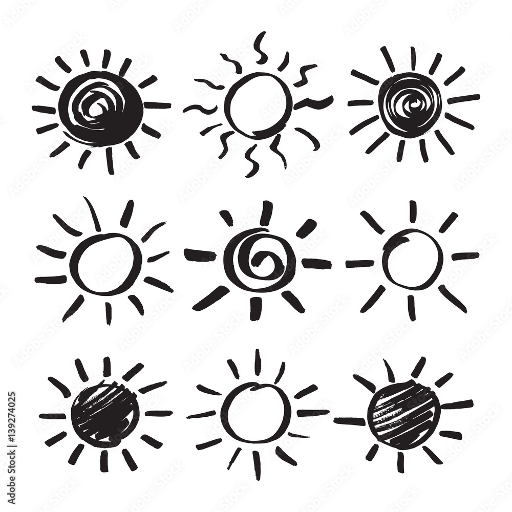 Vector Hand Drawn Sun Set Vector Hand Drawn Sun Set