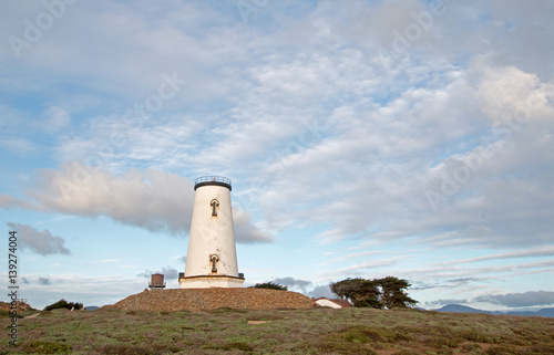 Lighthouse at Piedras Blancas point on the Central California Coast north of San Simeon California