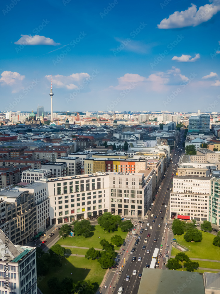 Beautiful top view of the skyline of Berlin