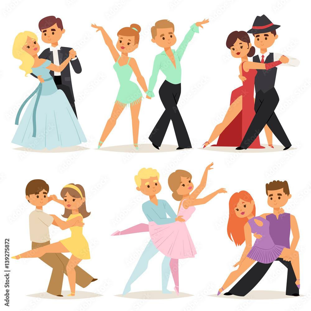 Dancing couples romantic person and people dance man with woman entertainment together beauty vector illustration. Dancing couples romantic person and people dance man with woman entertainment together beauty vector illustration.