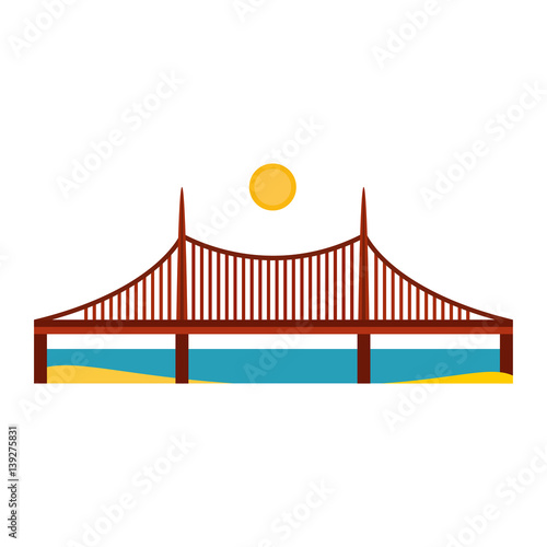 Modern bridge flat pictogram business architecture urban city travel marketing concept and trendy construction design building simple vector illustration.