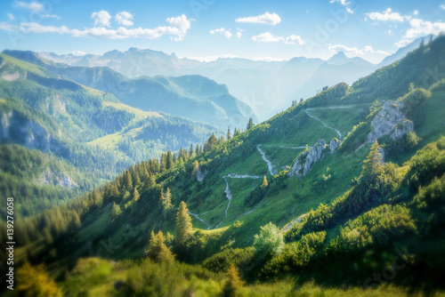 Fototapeta Naklejka Na Ścianę i Meble -  Stunning landscape with mountain range.