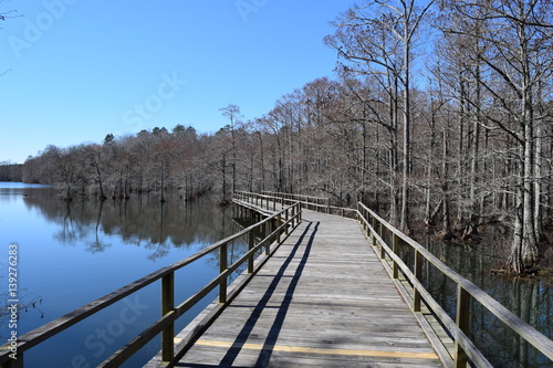 Pier at the lake by the cypress swamp in Wall Doxey State Park, Mississippi © fredlyfish4