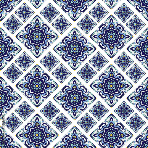 Portuguese azulejo tiles. Blue and white gorgeous seamless patterns. For scrapbooking, wallpaper, cases for smartphones, web background, print, surface texture, pillows, towels, linens bags T-shirts