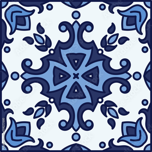 Portuguese azulejo tiles. Blue and white gorgeous seamless patterns. For scrapbooking, wallpaper, cases for smartphones, web background, print, surface texture, pillows, towels, linens bags T-shirts