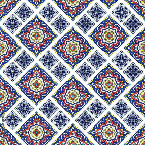 Portuguese azulejo tiles. Blue and white gorgeous seamless patterns. For scrapbooking, wallpaper, cases for smartphones, web background, print, surface texture, pillows, towels, linens bags T-shirts