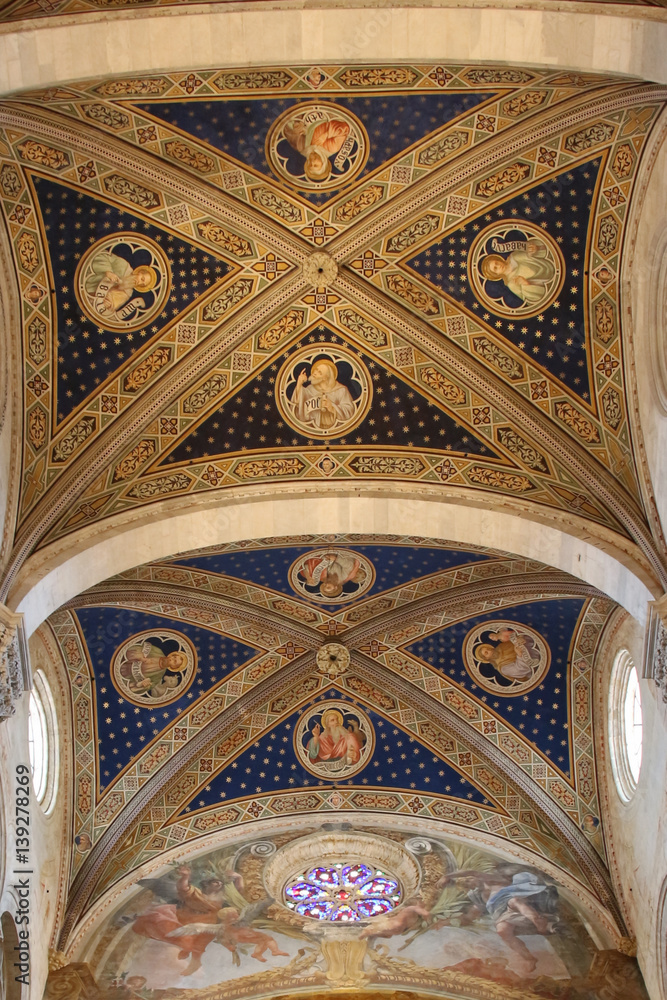 Ceiling of the interior view of Lucca Cathedral. Cattedrale di San Martino. Tuscany. Italy.