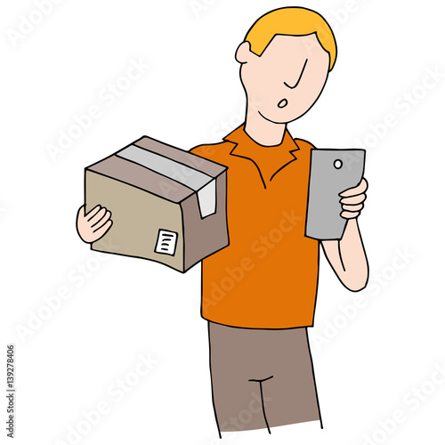 Deliveryman Using Phone App