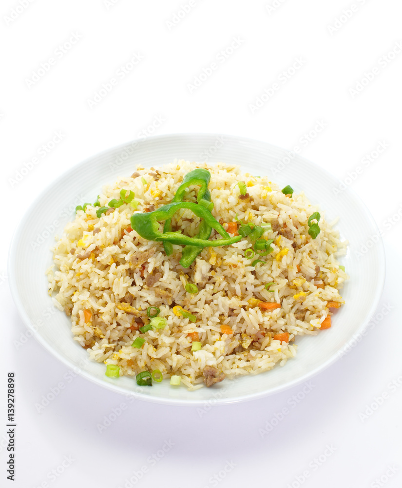 Frird rice with pork and mix vegetable