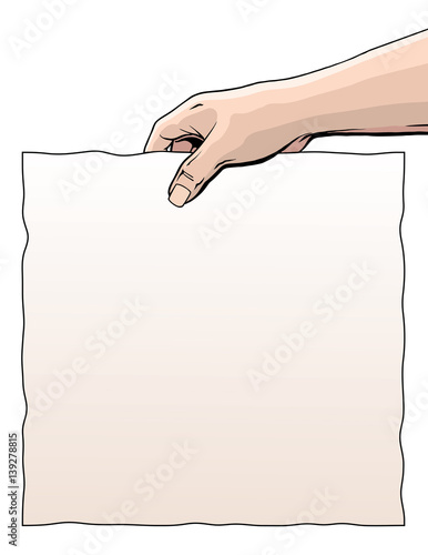 Hand Holding a Blank Sign is an Illustration of a persons hand holding out or displaying a sign. The sign is blank so that you can add your own text or message.