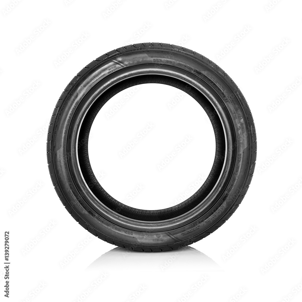 Fototapeta premium Car tire isolated on white background.