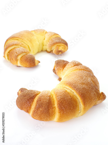 Close - up Delicious and crispy croissant on white background