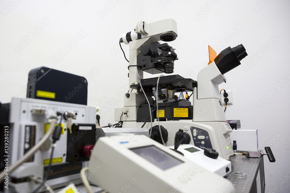 Modern microscope microbiology laboratory