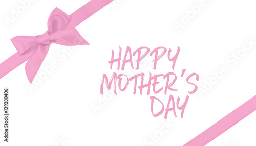 Happy Mother's Day with pink ribbon 
