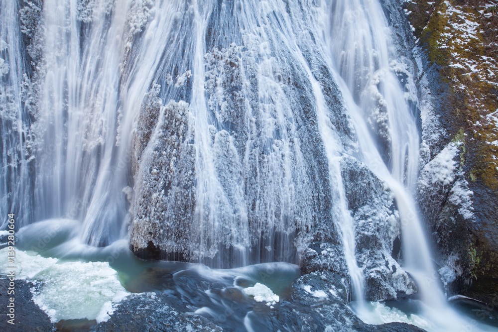 Ice waterfall in winter season Fukuroda Falls , Ibaraki prefecture , Japan Ice waterfall in winter season Fukuroda Falls , Ibaraki prefecture , Japan