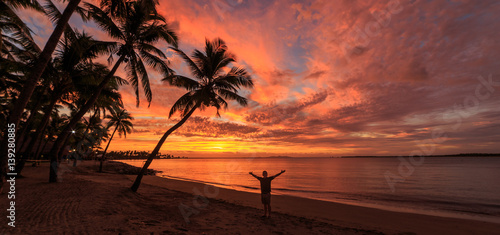 Sunset on Fiji beach