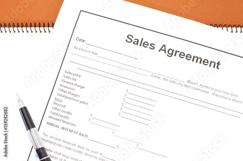 Close - up Business document paper of Sales agreement