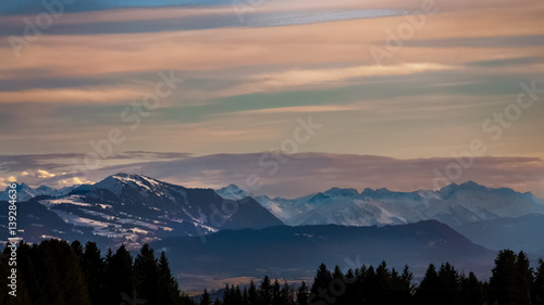 Allgäuer Alpen Panorama bei Sonnenuntergang