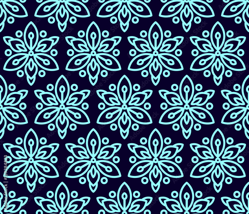 Seamless pattern with clematis. Beautiful blue flowers on a dark background in a flat minimalist wallpaper, print, fabric, textile, cases smartphone wrap soaps and cosmetics. Vector illustration.
Seamless pattern with clematis. Beautiful blue flowers on a dark background in a flat minimalist wallpaper, print, fabric, textile, cases smartphone wrap soaps and cosmetics. Vector illustration.