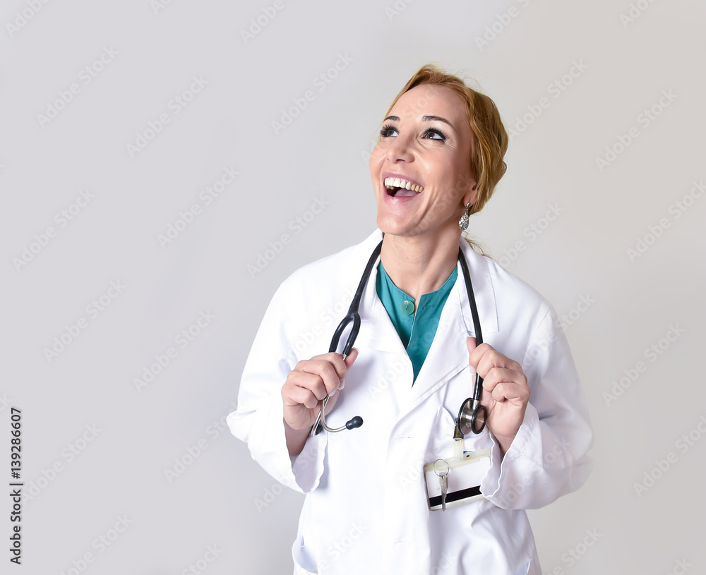 beautiful and happy woman md doctor or nurse posing smiling chee beautiful and happy woman md doctor or nurse posing smiling chee