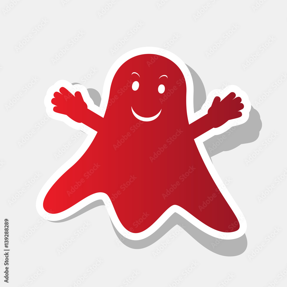 Fototapeta premium Ghost isolated sign. Vector. New year reddish icon with outside stroke and gray shadow on light gray background.