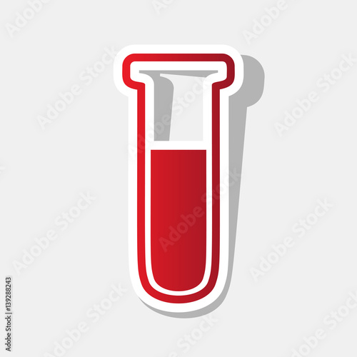 Medical Tube icon. Laboratory glass sign. Vector. New year reddish icon with outside stroke and gray shadow on light gray background.