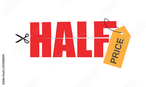 half price tag for sales business graphics