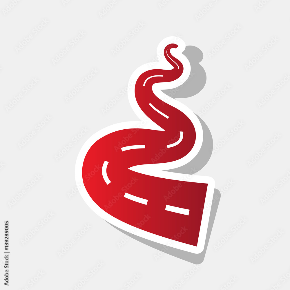 Road simple sign. Vector. New year reddish icon with outside stroke and gray shadow on light gray background. Road simple sign. Vector. New year reddish icon with outside stroke and gray shadow on light gray background.