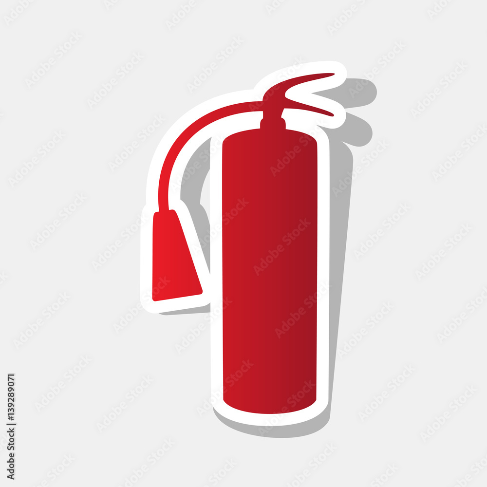 Fire extinguisher sign. Vector. New year reddish icon with outside stroke and gray shadow on light gray background. Fire extinguisher sign. Vector. New year reddish icon with outside stroke and gray shadow on light gray background.