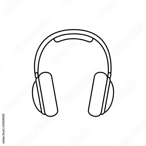 silhouette music headphones icon flat vector illustration