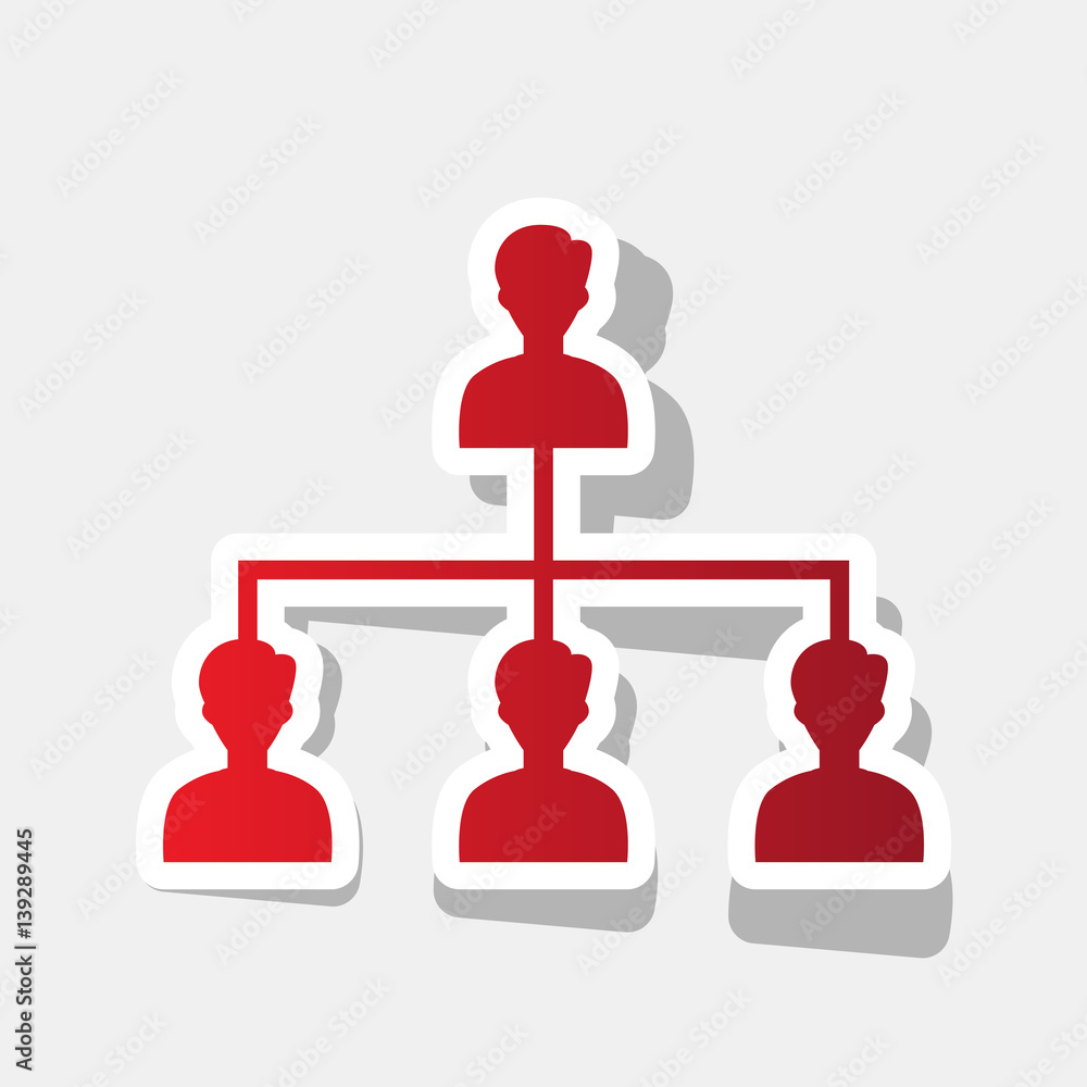 Social media marketing sign. Vector. New year reddish icon with outside stroke and gray shadow on light gray background. Social media marketing sign. Vector. New year reddish icon with outside stroke and gray shadow on light gray background.