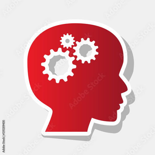 Wallpaper Mural Thinking head sign. Vector. New year reddish icon with outside stroke and gray shadow on light gray background. Torontodigital.ca