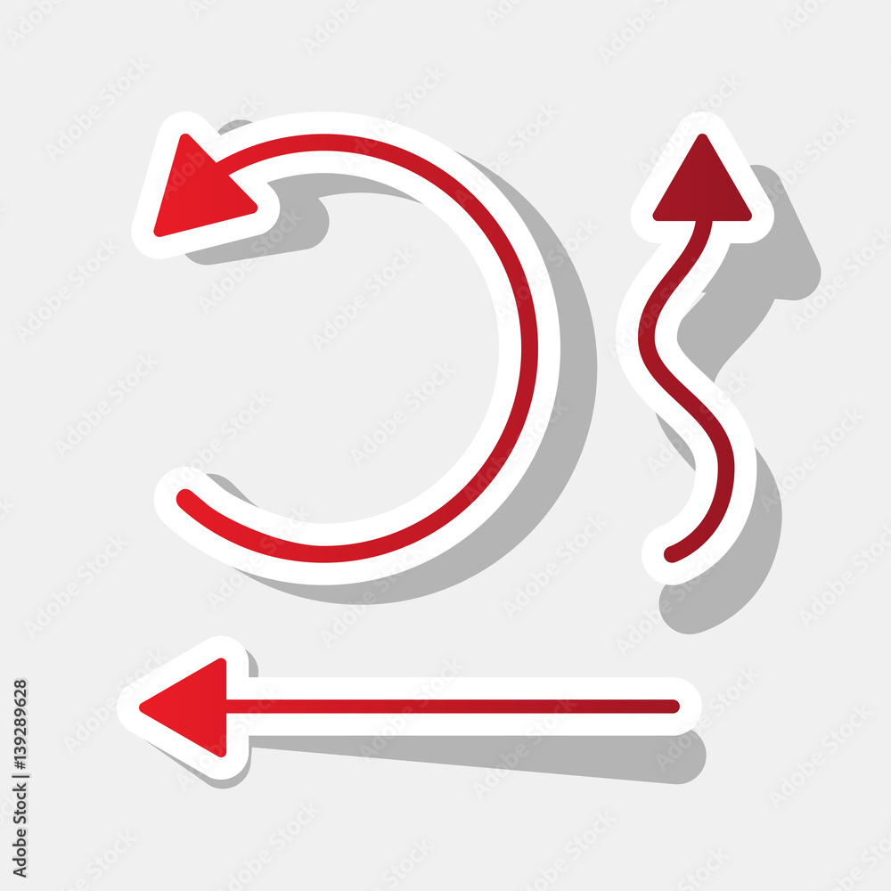 Simple set to Interface Arrows Vector. New year reddish icon with outside stroke and gray shadow on light gray background.